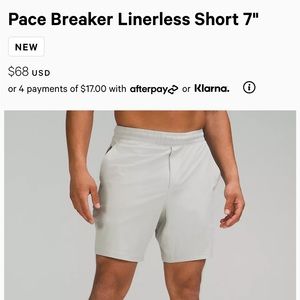 NWT Lululemon pace breaker 7” short